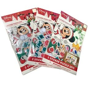 3 Sets Bundle Disney 2 Sticker Puzzle Set 15 Puffy Mickey Minnie Mouse Christmas